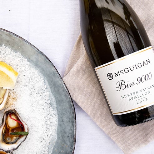 McGuigan Bin 9000 Hunter Valley Semillon with oysters